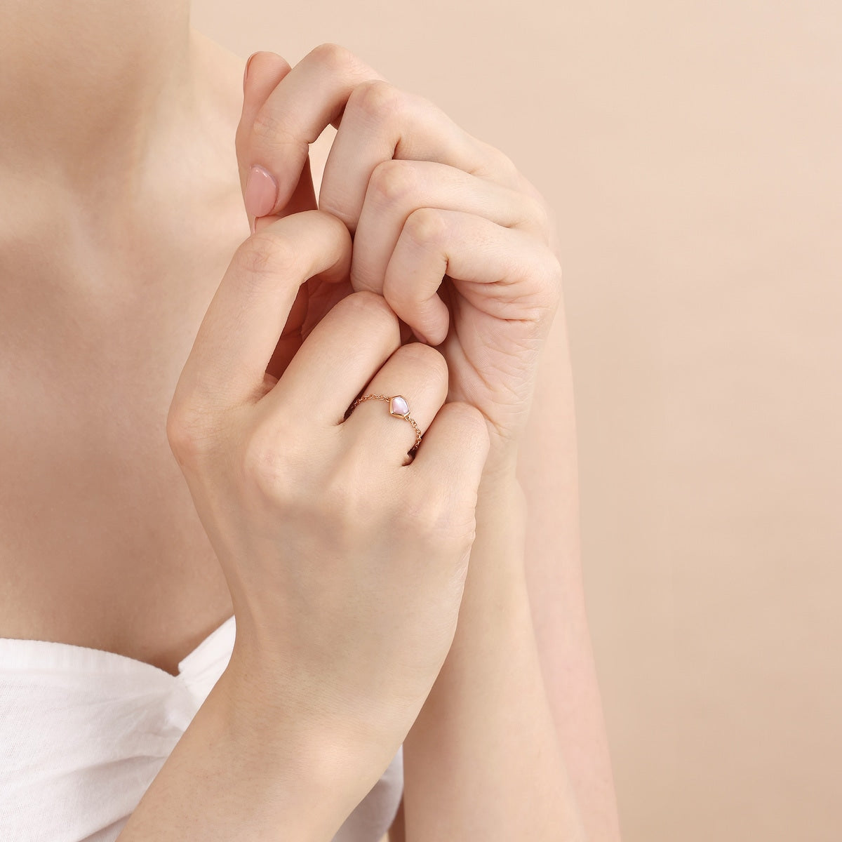 Harmony' 18K Rose Gold Mother of Pearl Ring