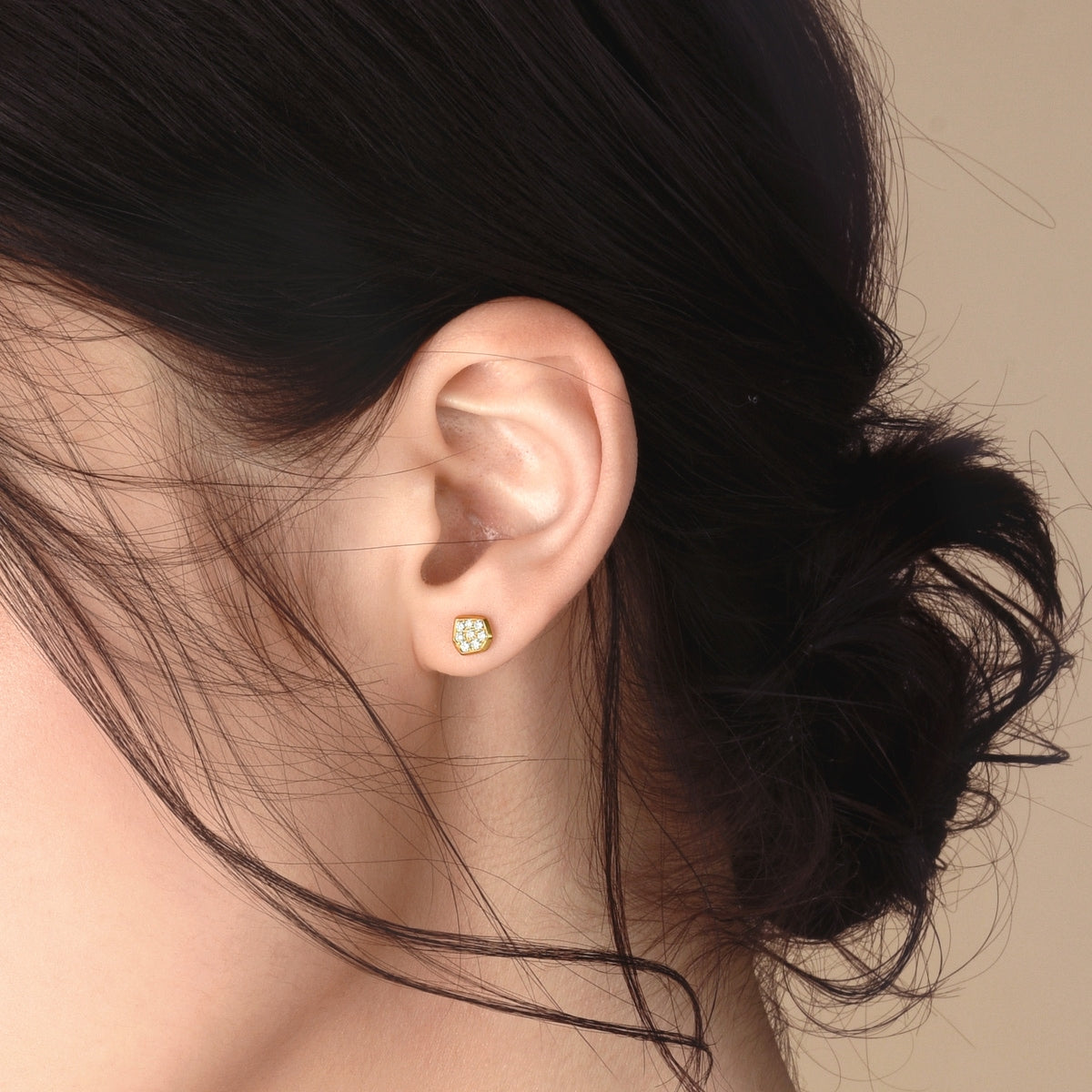 Harmony'18K Yellow Gold Diamond Single Earring