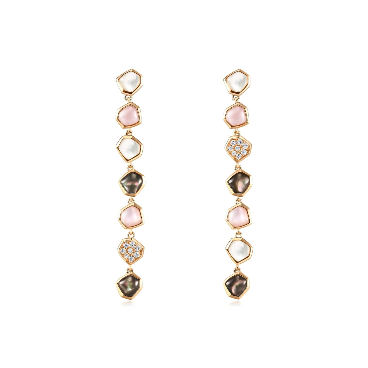 Harmony' 18K Rose Gold Mother of Pearl Mistmatched Earrings