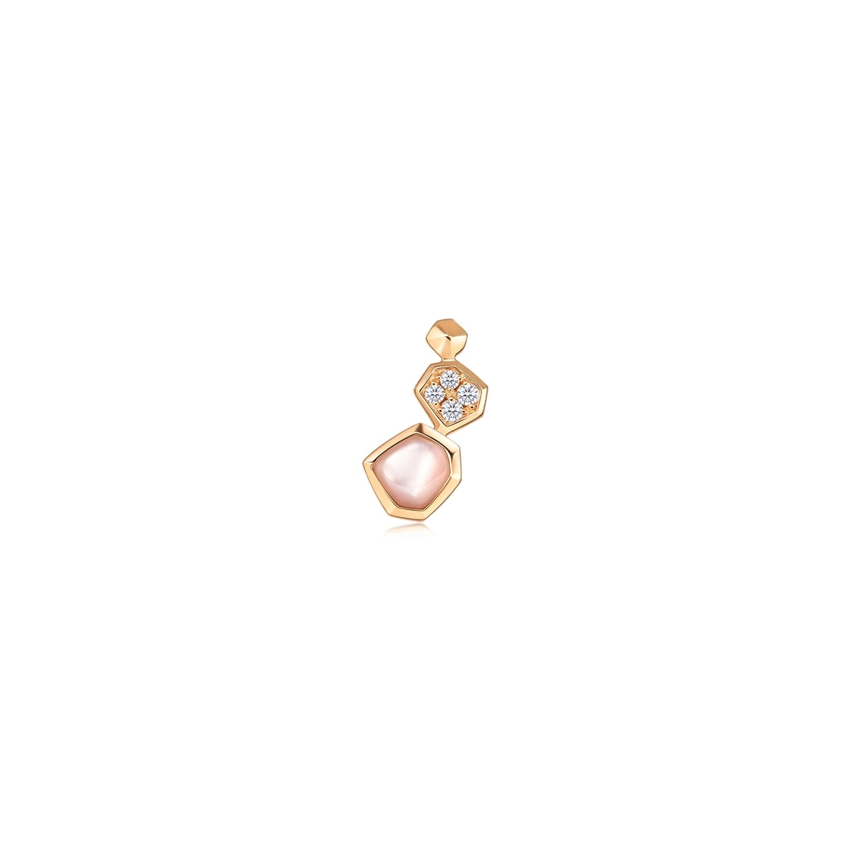 Harmony'18K Red Gold Mother of Pearl Single Left Earring