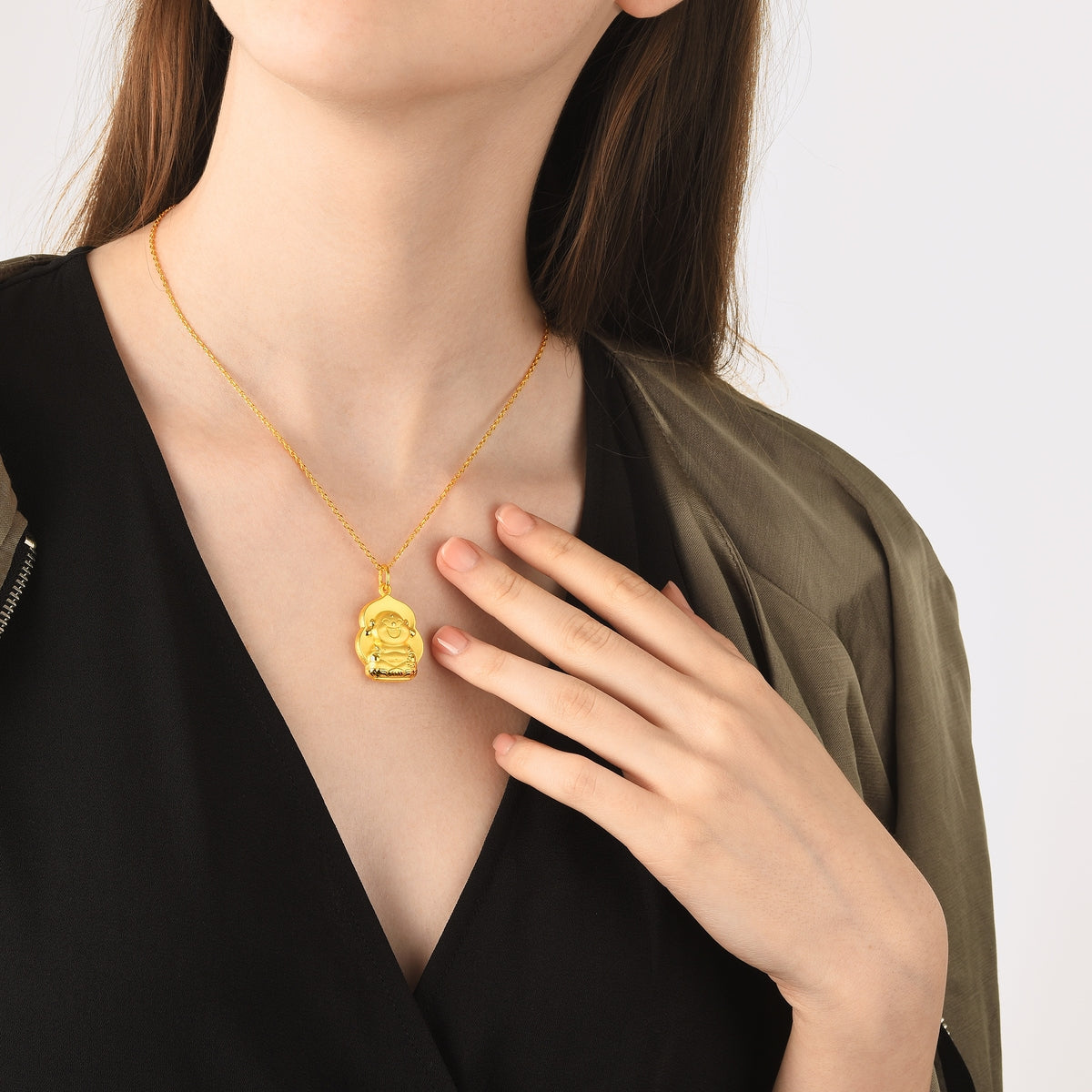 Fate with Buddha' 999.9 Gold Maitreya Buddha Pendant