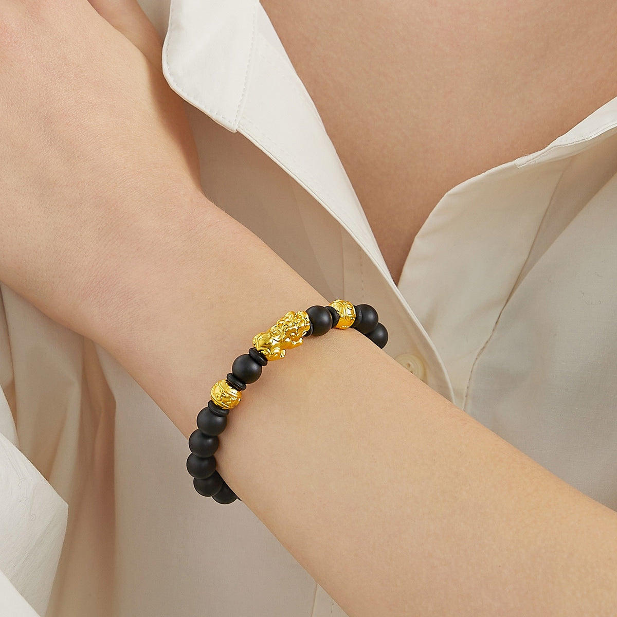 Om Mani Padme Hum' 999 Gold Pixiu Bracelet