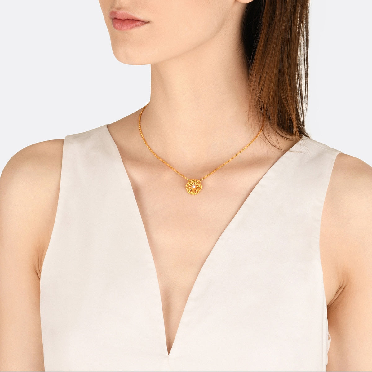 Floral' 999.9 Gold Tree of Life Pendant
