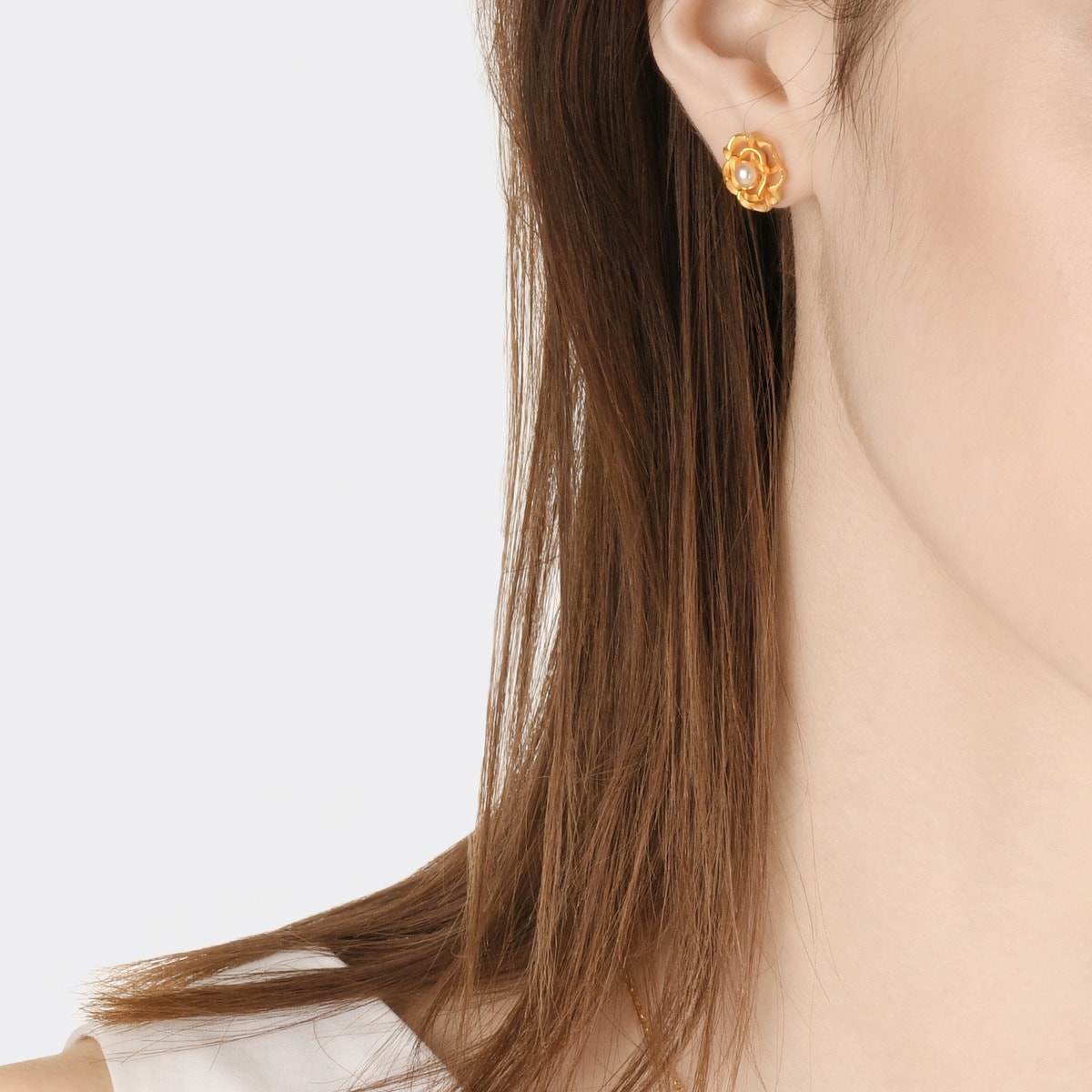 Floral' 999.9 Gold Rose Earrings