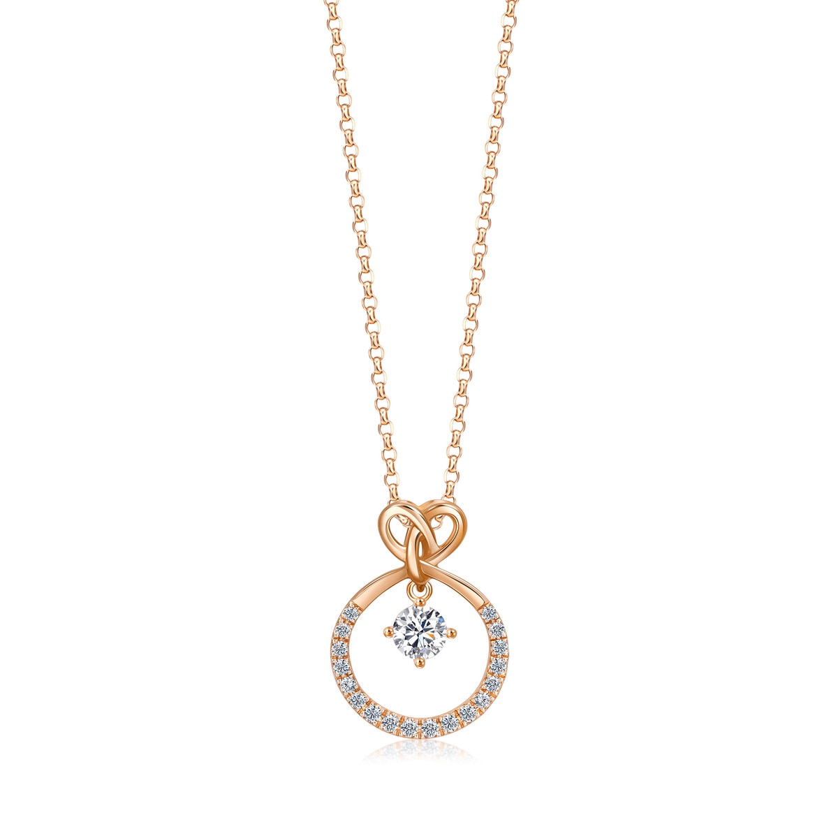 Love Knot' 18K Rose Gold Diamond Necklace
