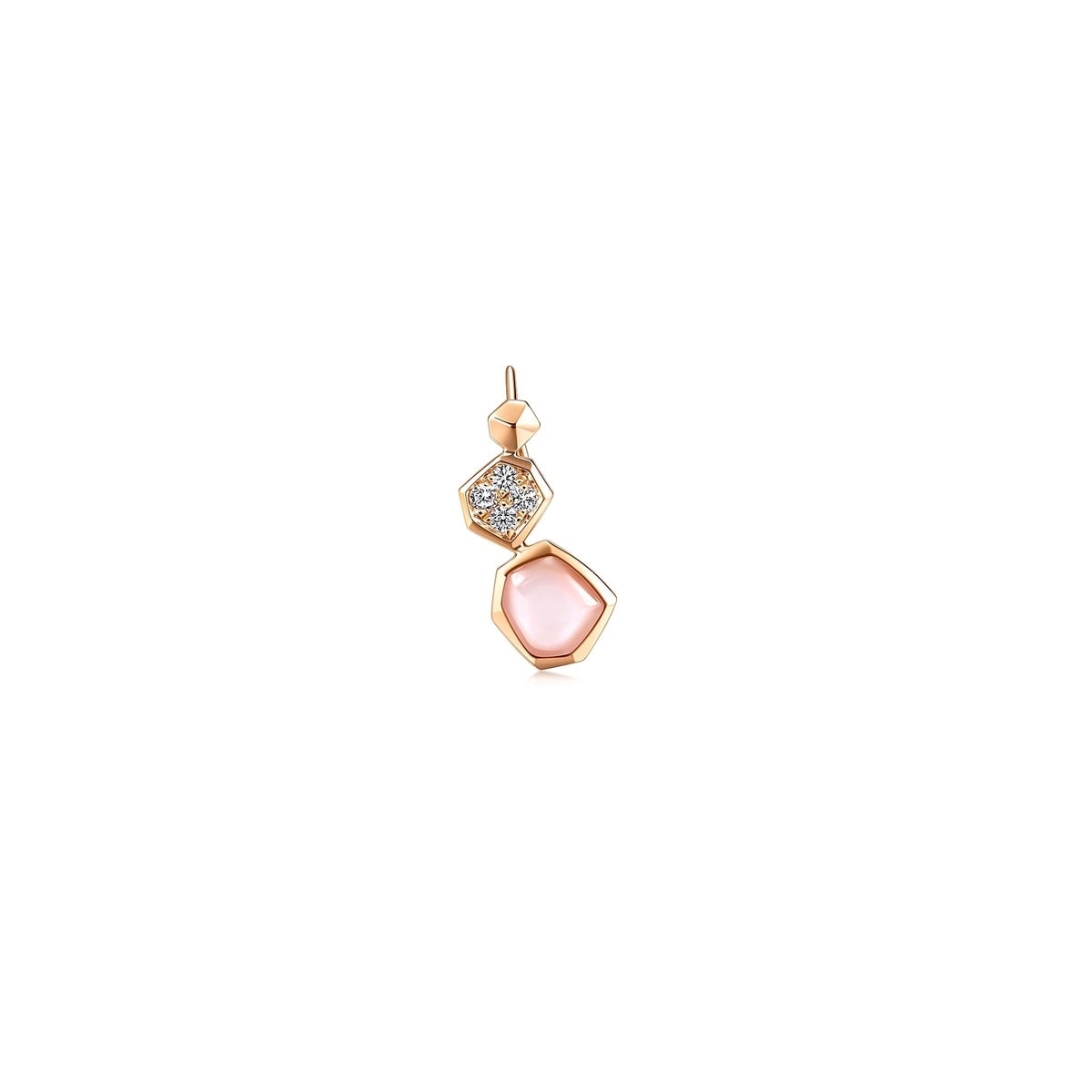 Harmony'18K Red Gold Mother of Pearl Single Right Earring