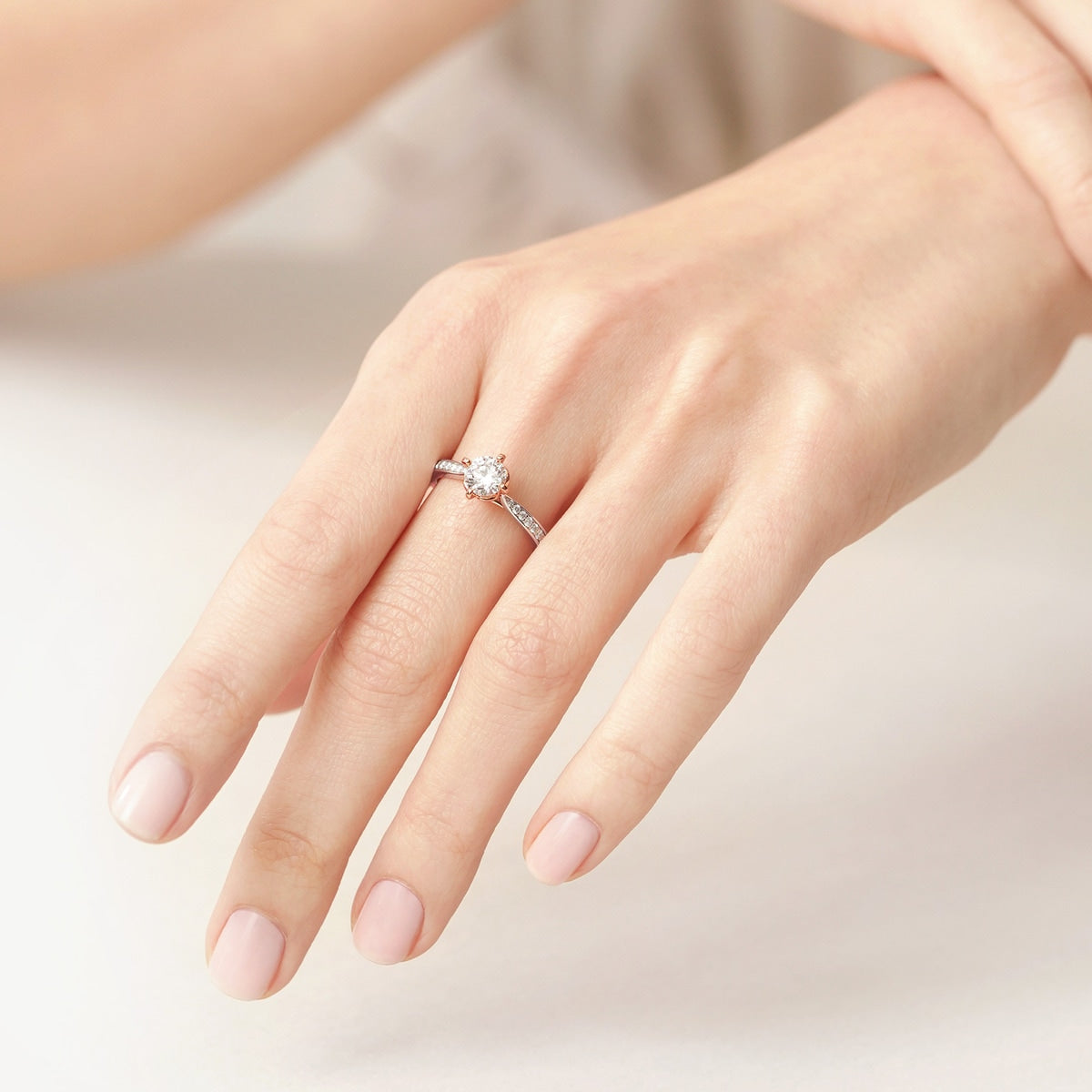 Love Knot' 18K White & Red Gold Diamond 'Love Knot' Ring