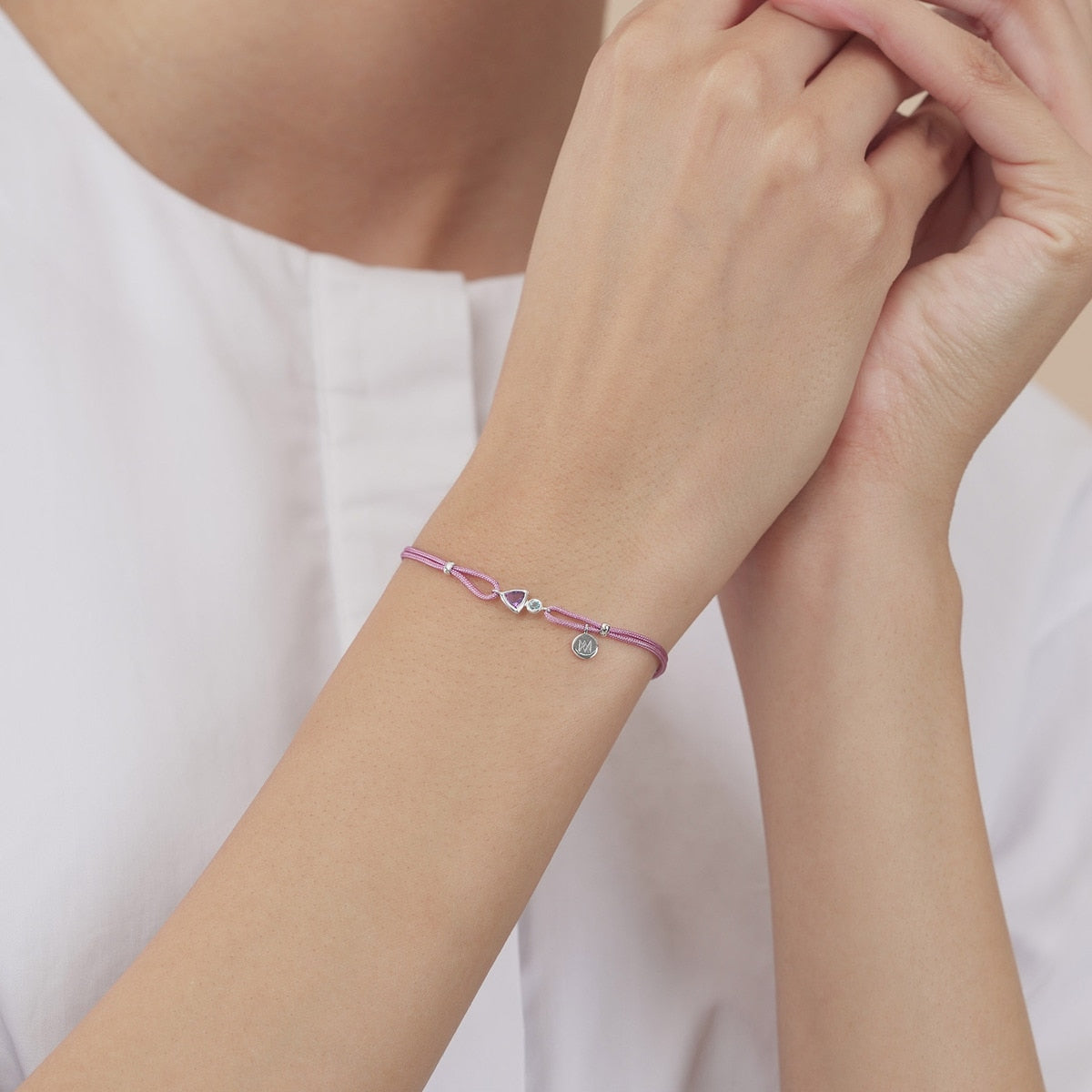 Form' 18K White Gold Amethyst Bracelet