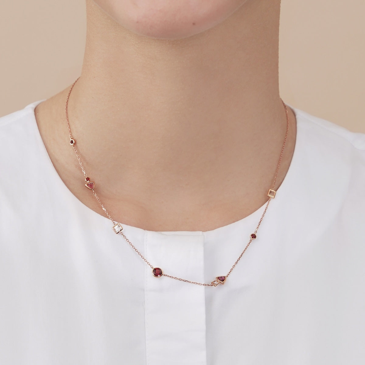 Form' 18K Rose Gold Garnet Necklace