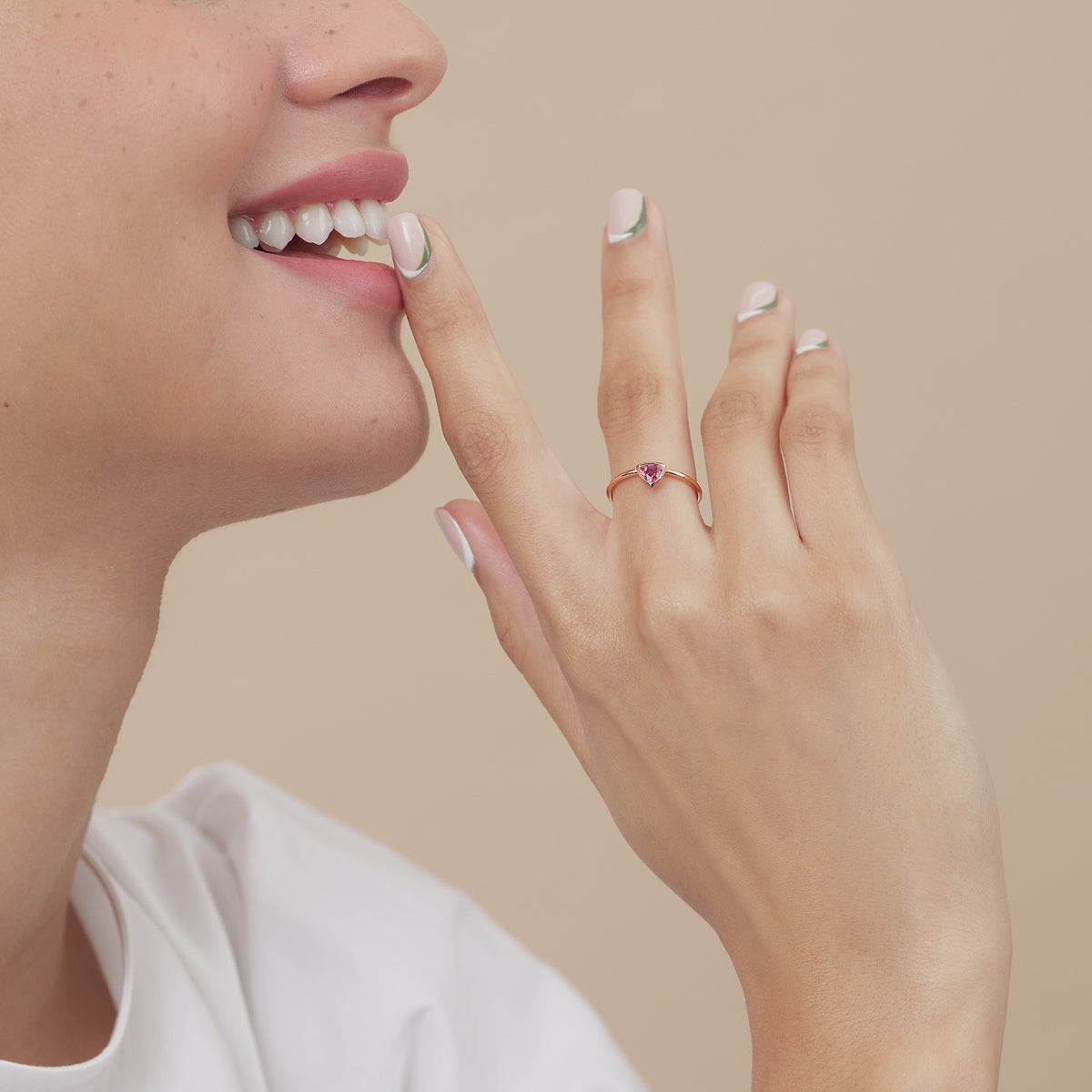 18K/750 Gold (Rose) Pink Tourmaline Ring