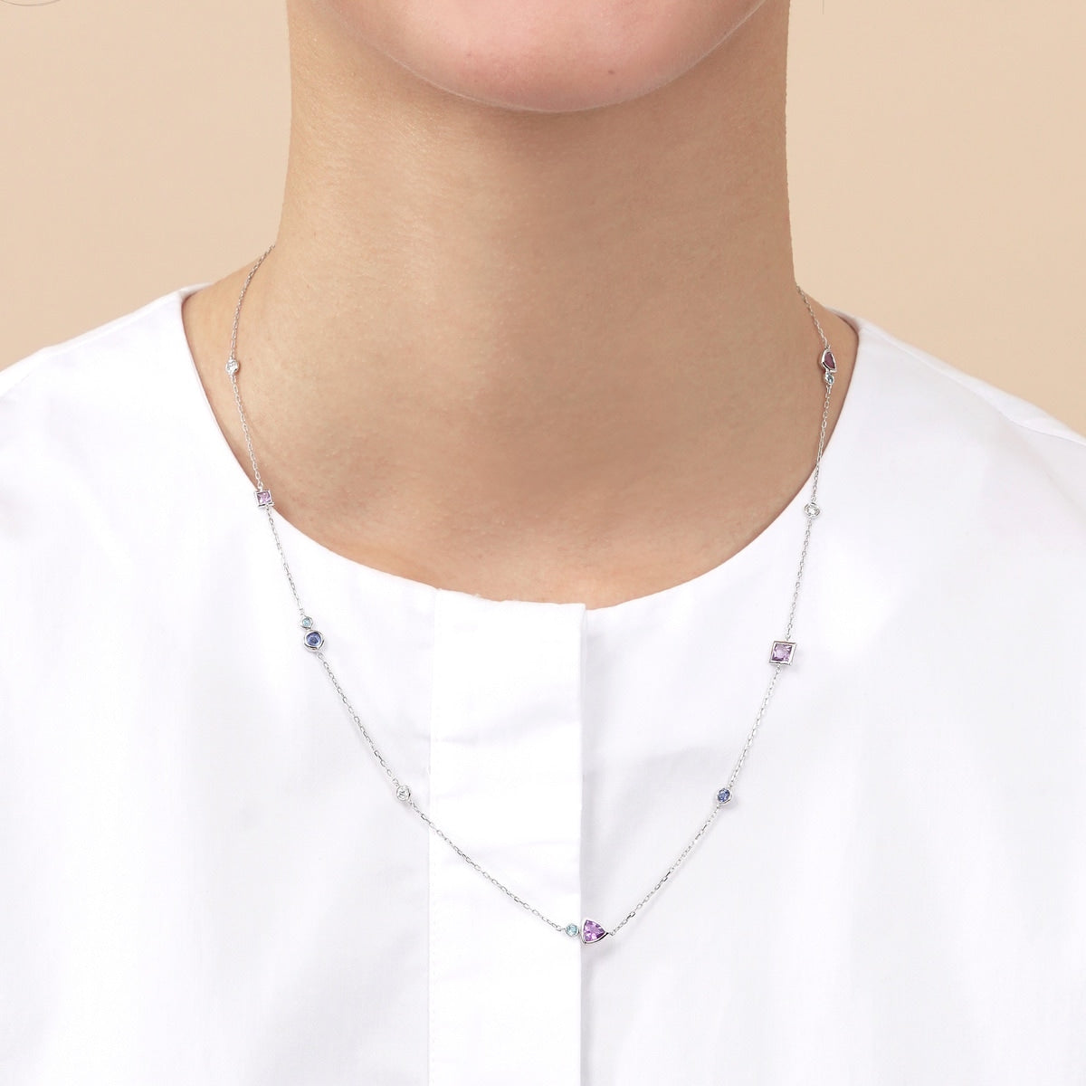 Form' 18K White Gold Amethyst Necklace