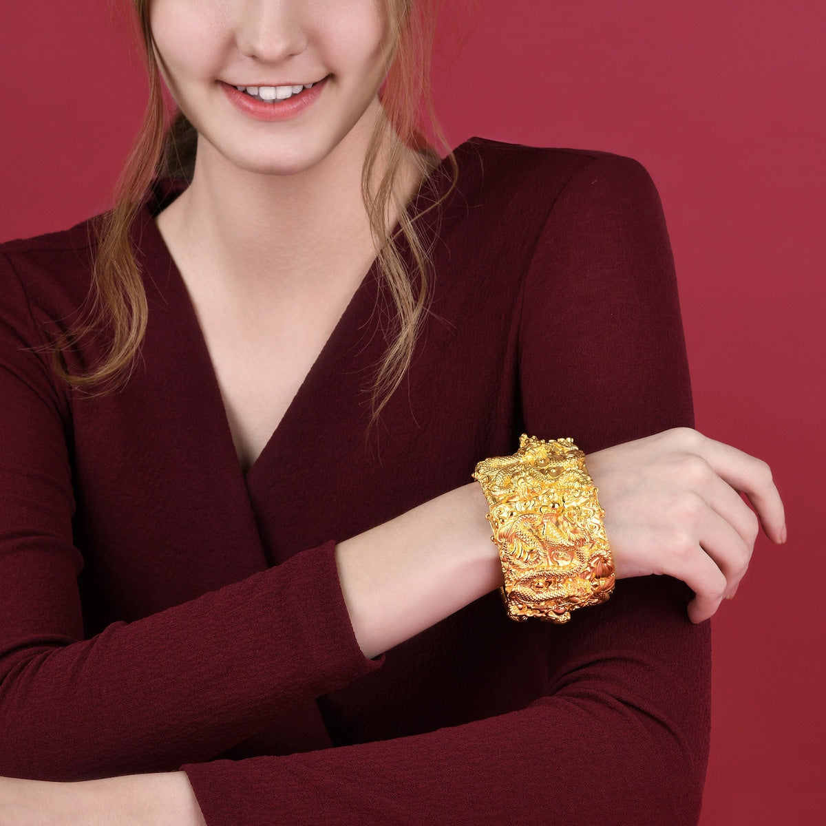 Dragon & Phoenix' 999.9 Gold Bangle