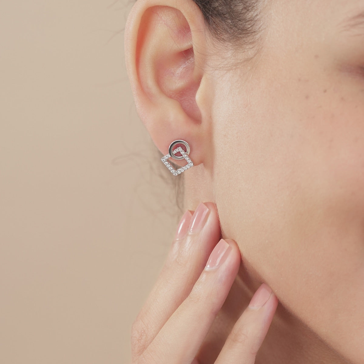 Form' 18K White Gold Diamond Mistmatched Earrings