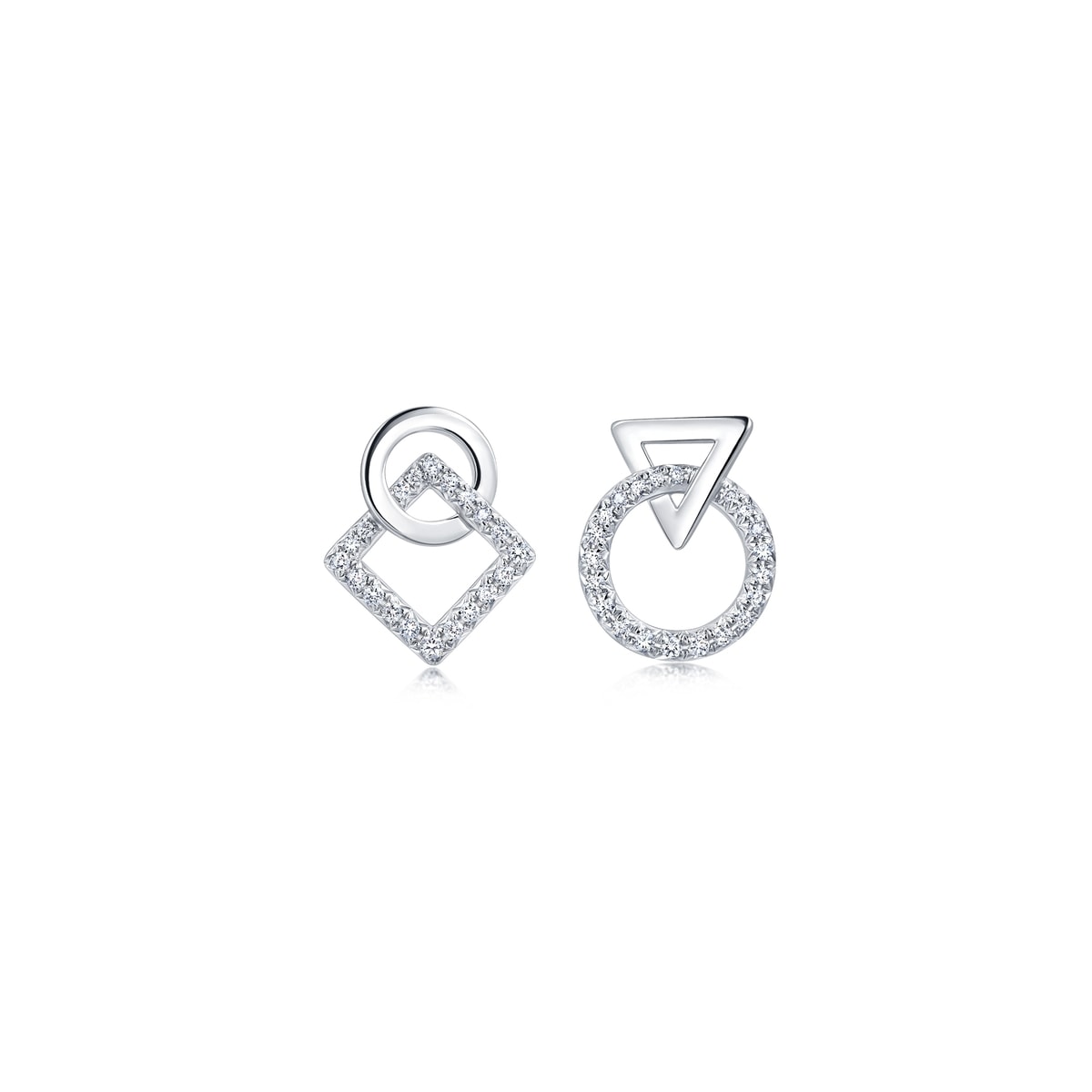Form' 18K White Gold Diamond Mistmatched Earrings