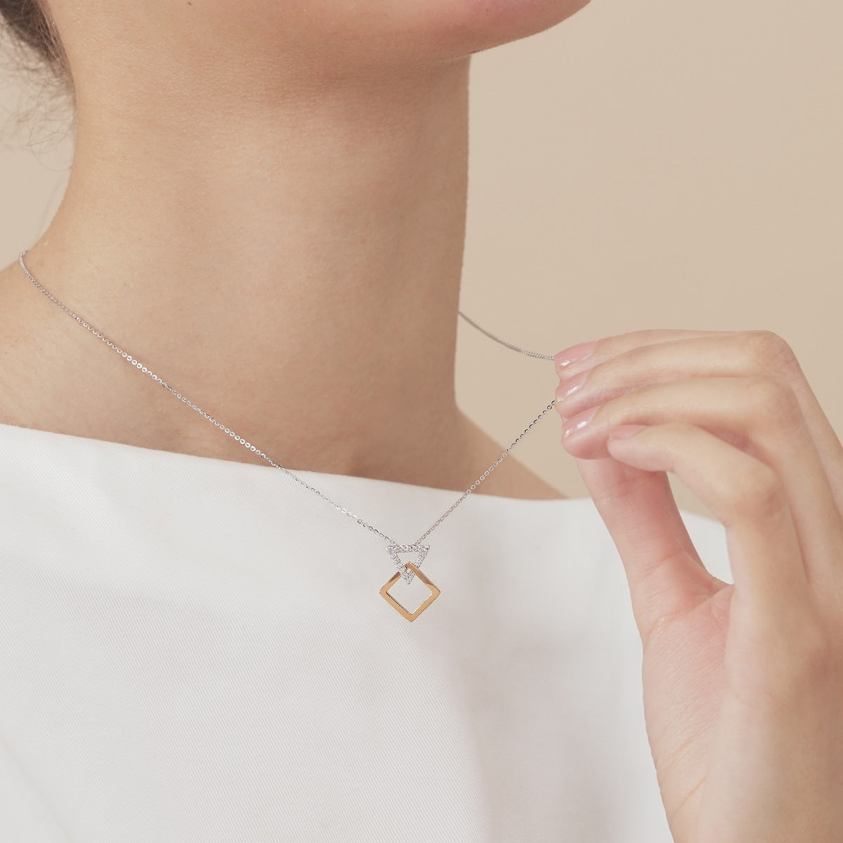 Form' 18K White & Red Gold Diamond Pendant