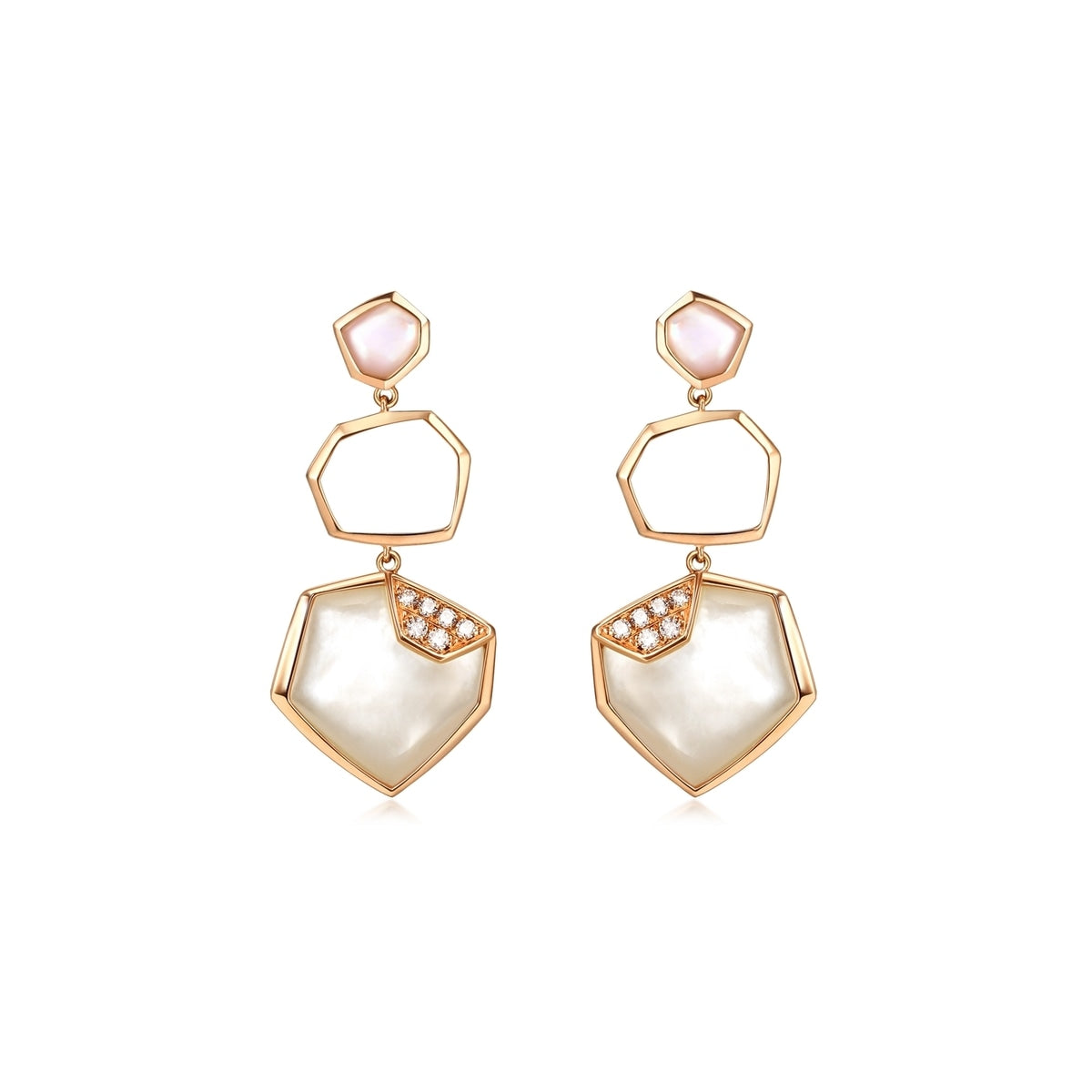 Harmony' 18K Rose Gold Mother of Pearl Earrings