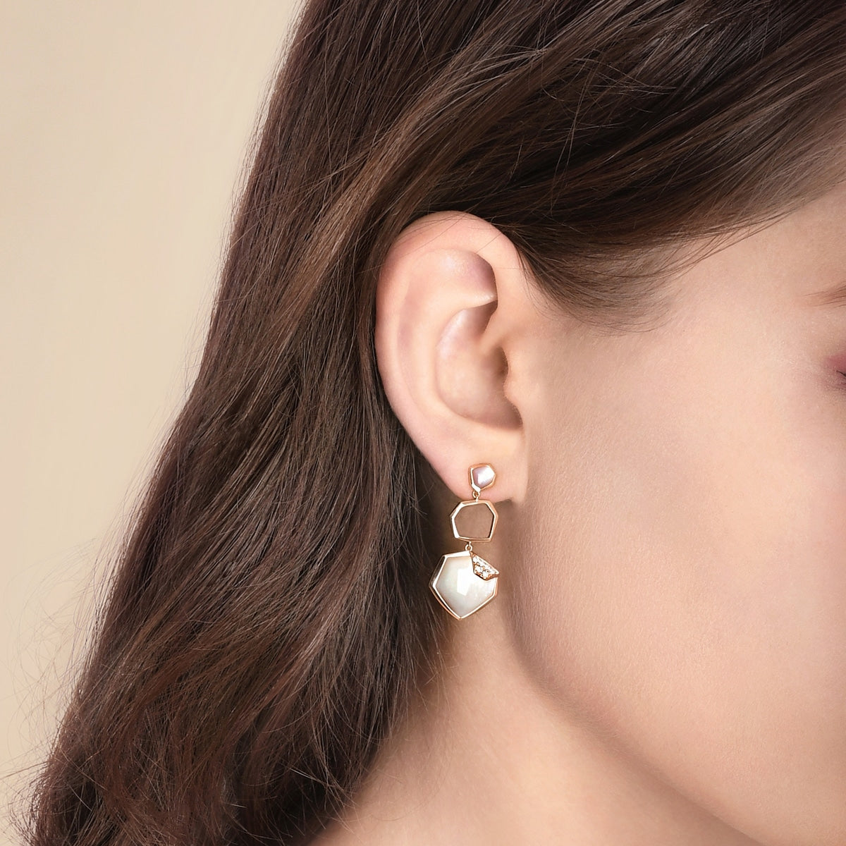 Harmony' 18K Rose Gold Mother of Pearl Earrings