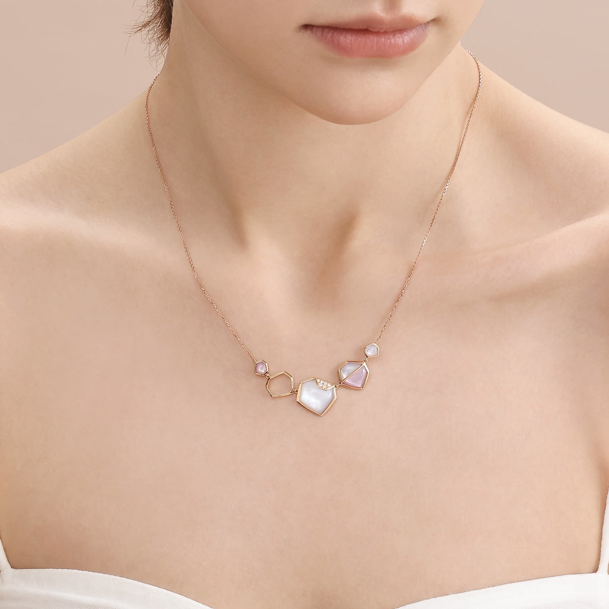 Harmony' 18K Rose Gold Mother of Pearl Necklace