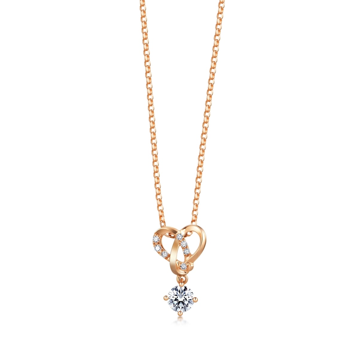 Love Knot' 18K Rose Gold Diamond Necklace