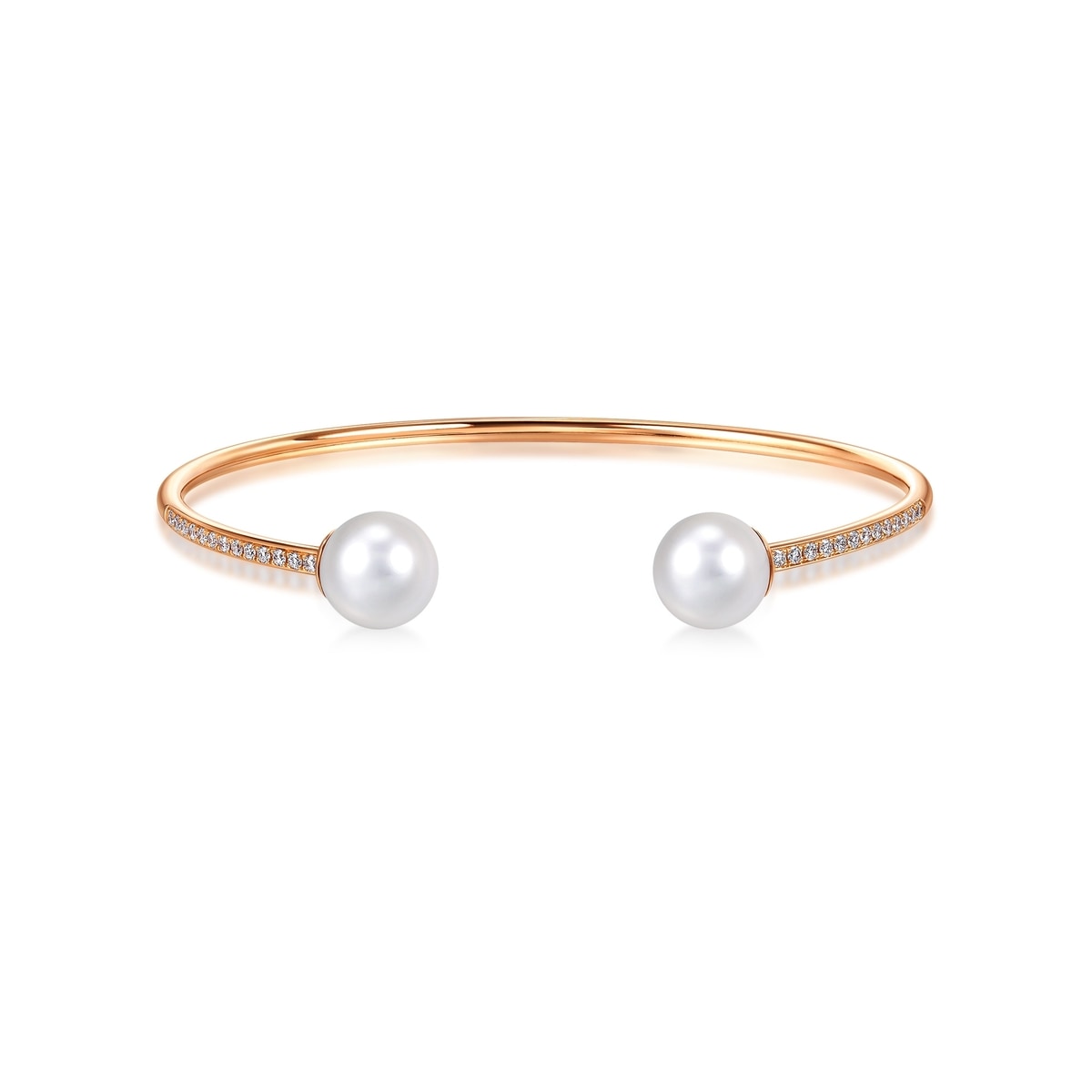 18K/750 Gold (Rose) Freshwater Cultured Pearl Bangle