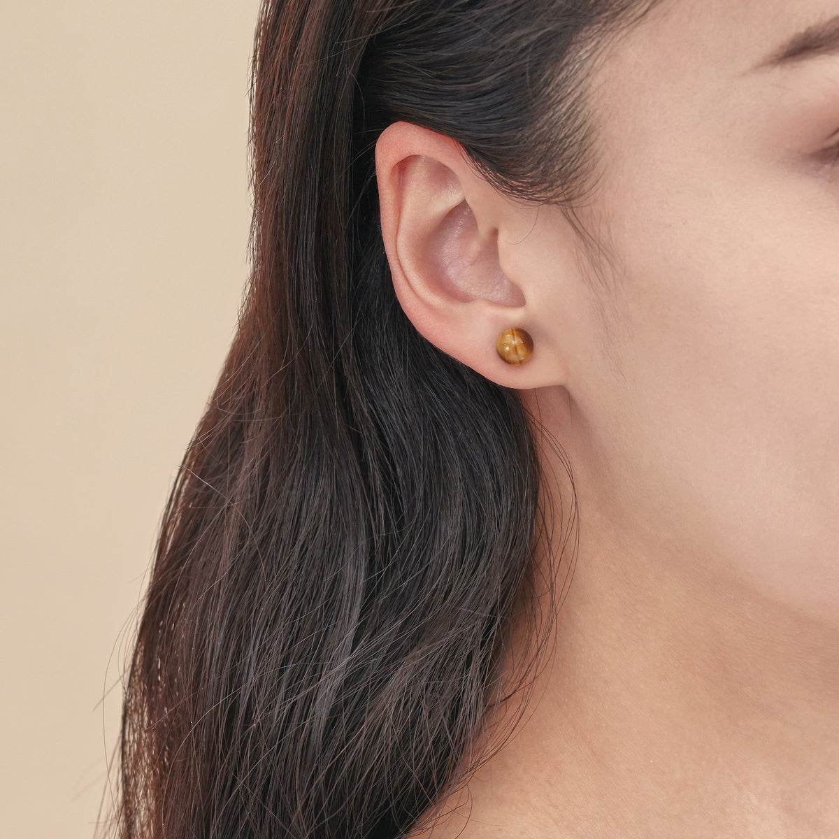 18K/750 Gold (Rose) Tiger's-eye Earrings