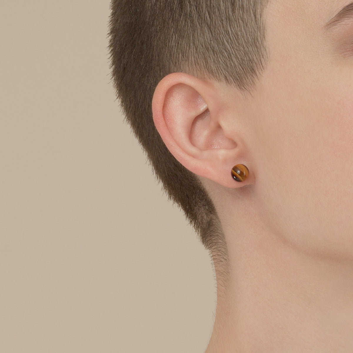 18K/750 Gold (White) Tiger's-eye Earrings