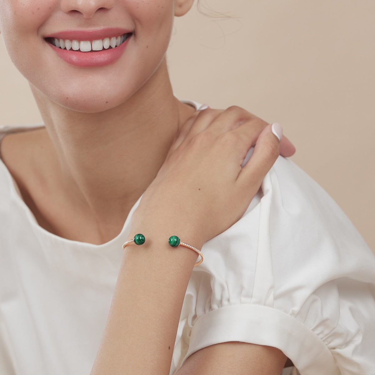 Cosmos' 18K Rose Gold Malachite Bangle