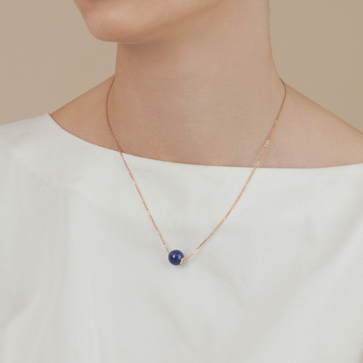 18K/750 Gold (Rose) Lapis Lazuli Necklace