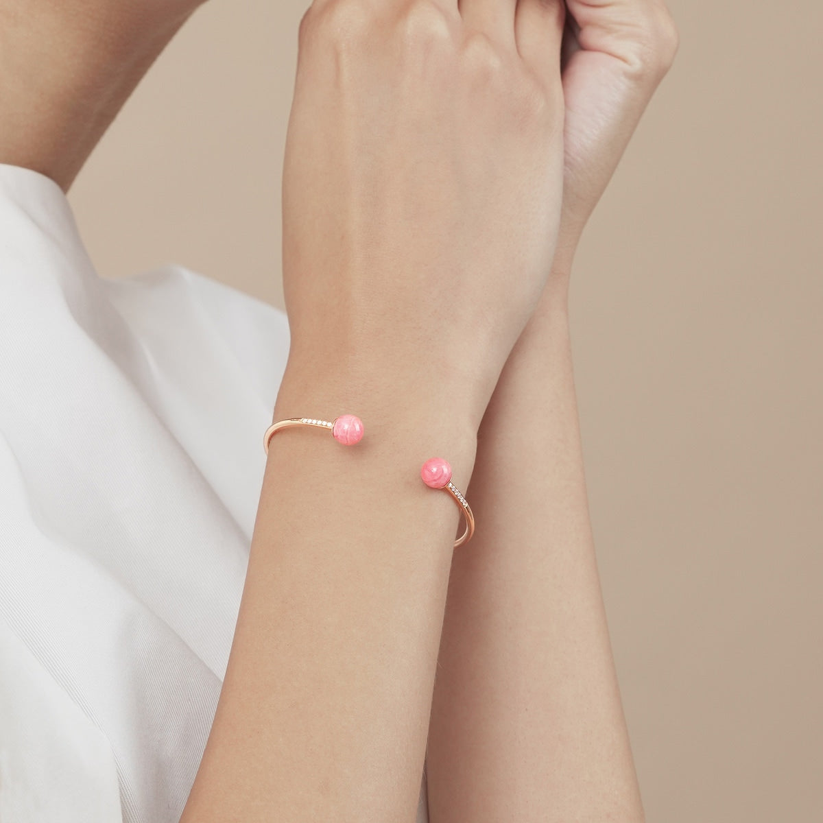 Cosmos' 18K Rose Gold Rhodochrosite Bangle