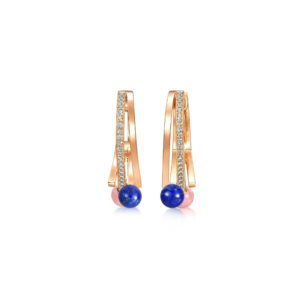 18K/750 Gold (Rose) Lapis Lazuli Earrings