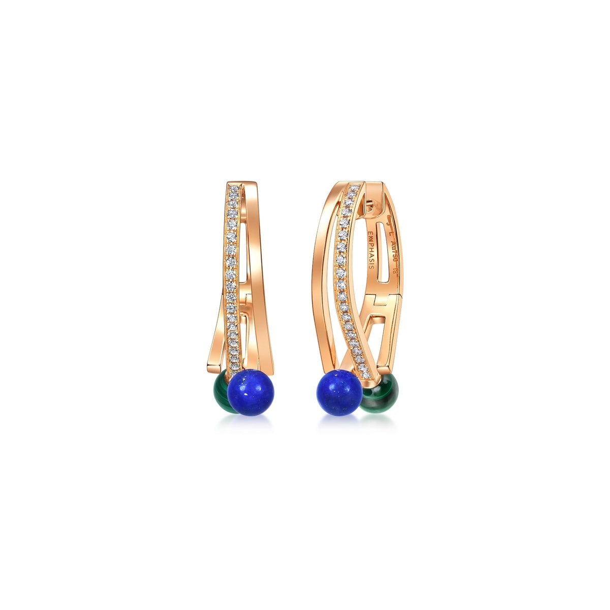 Cosmos' 18K Rose Gold Malachite Earrings