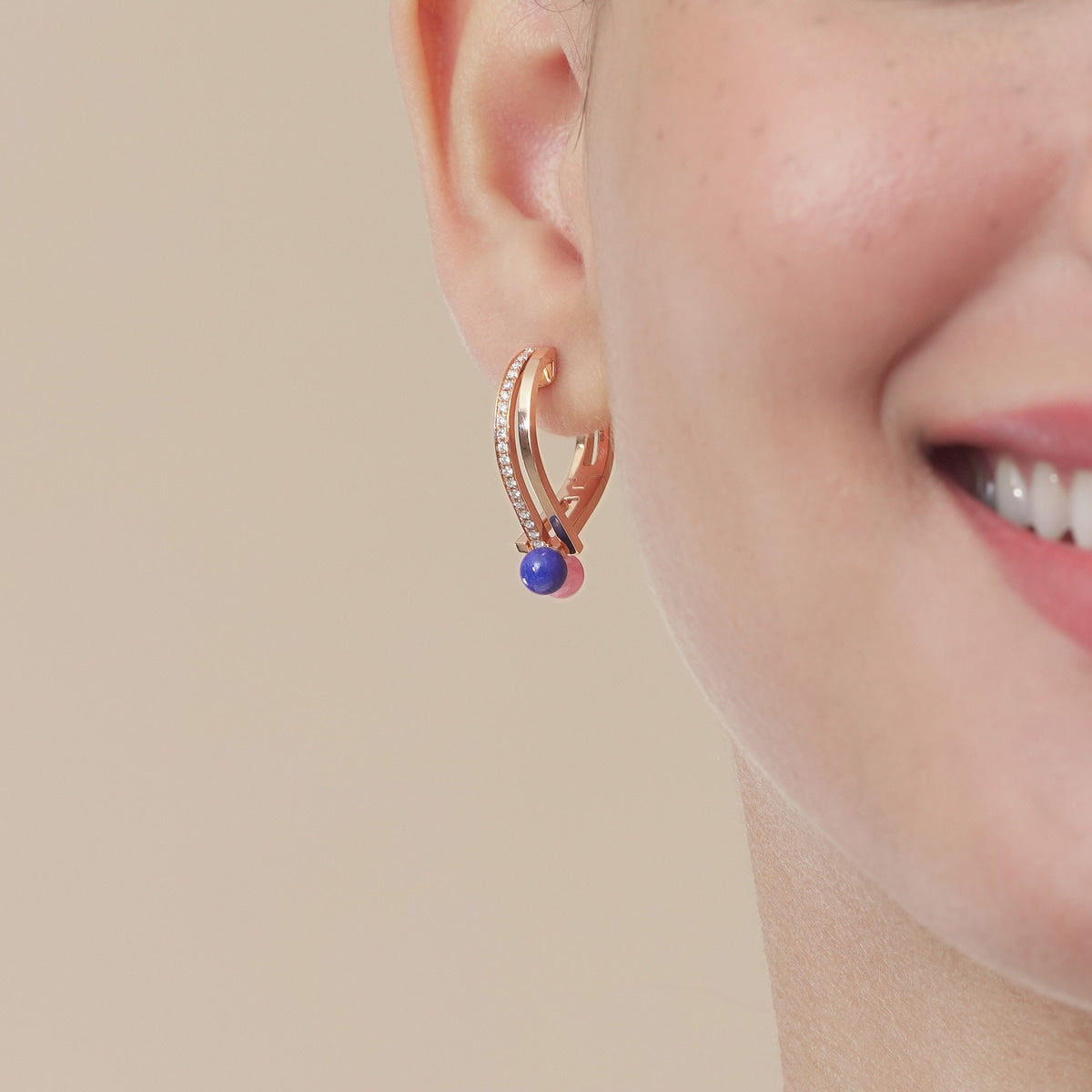 18K/750 Gold (Rose) Lapis Lazuli Earrings
