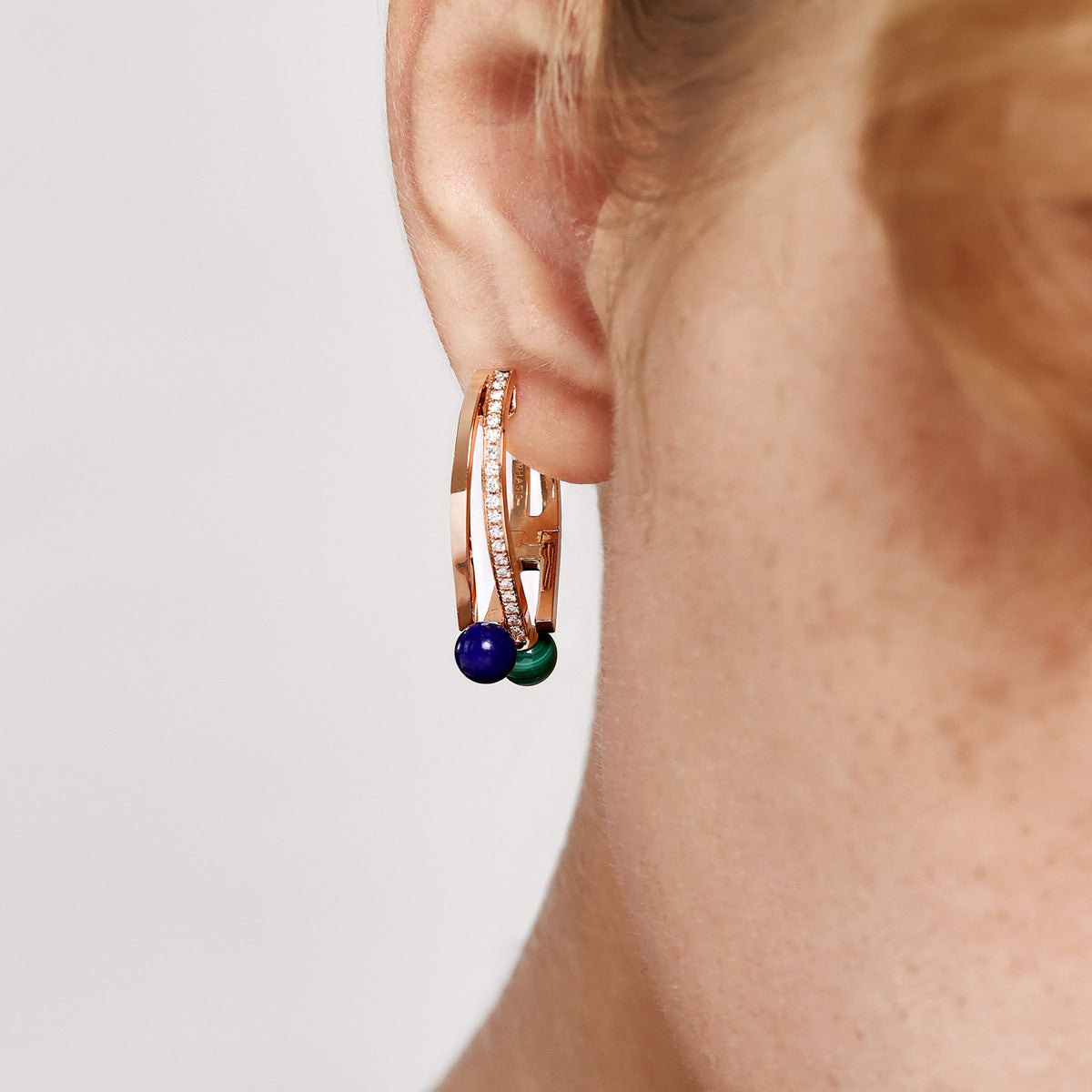 Cosmos' 18K Rose Gold Malachite Earrings