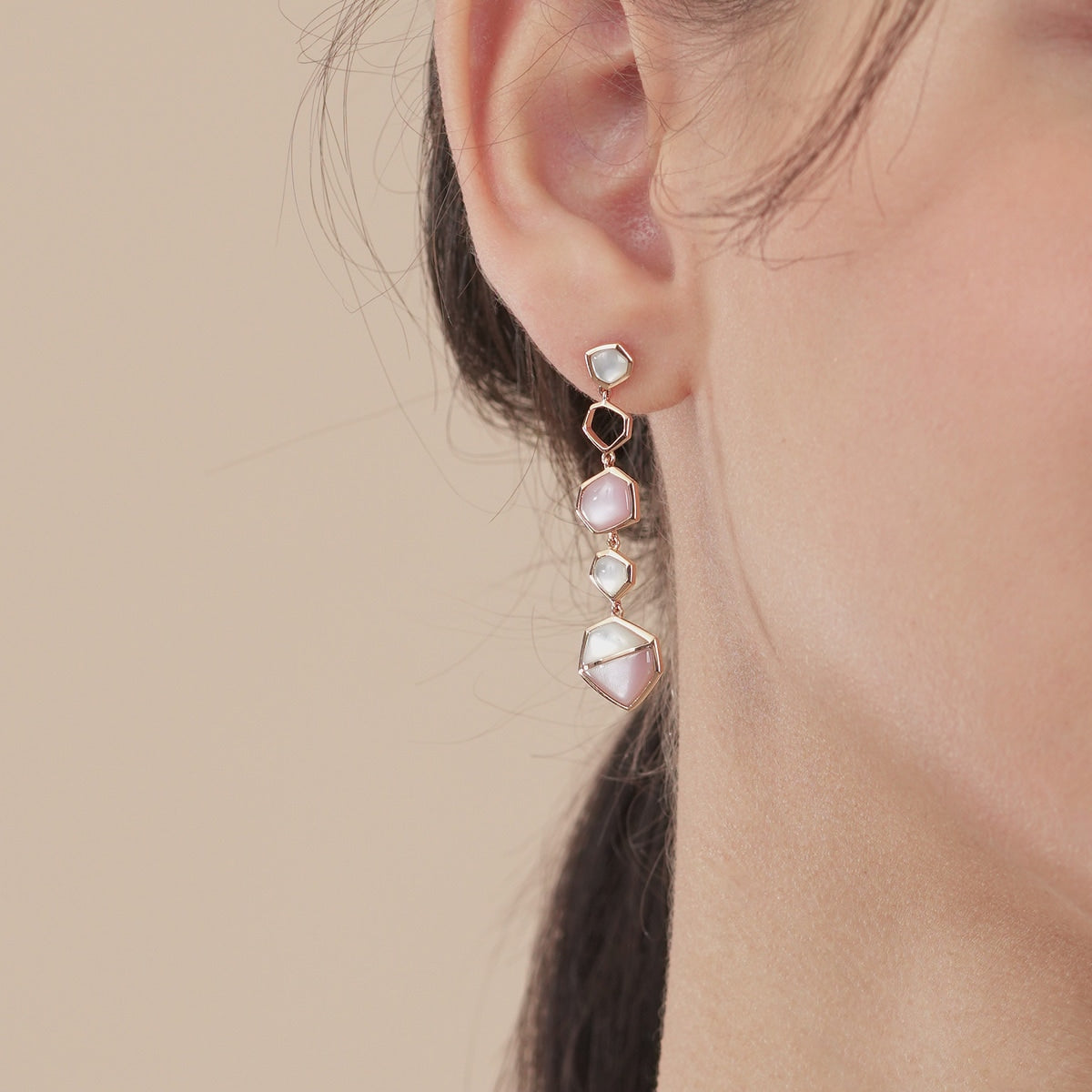 Harmony' 18K Rose Gold Mother of Pearl Earrings