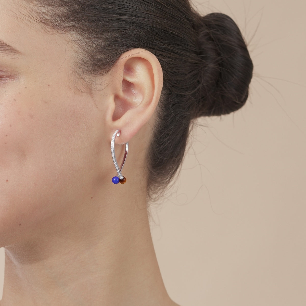 Cosmos' 18K White Gold Lapis Lazuli Earrings