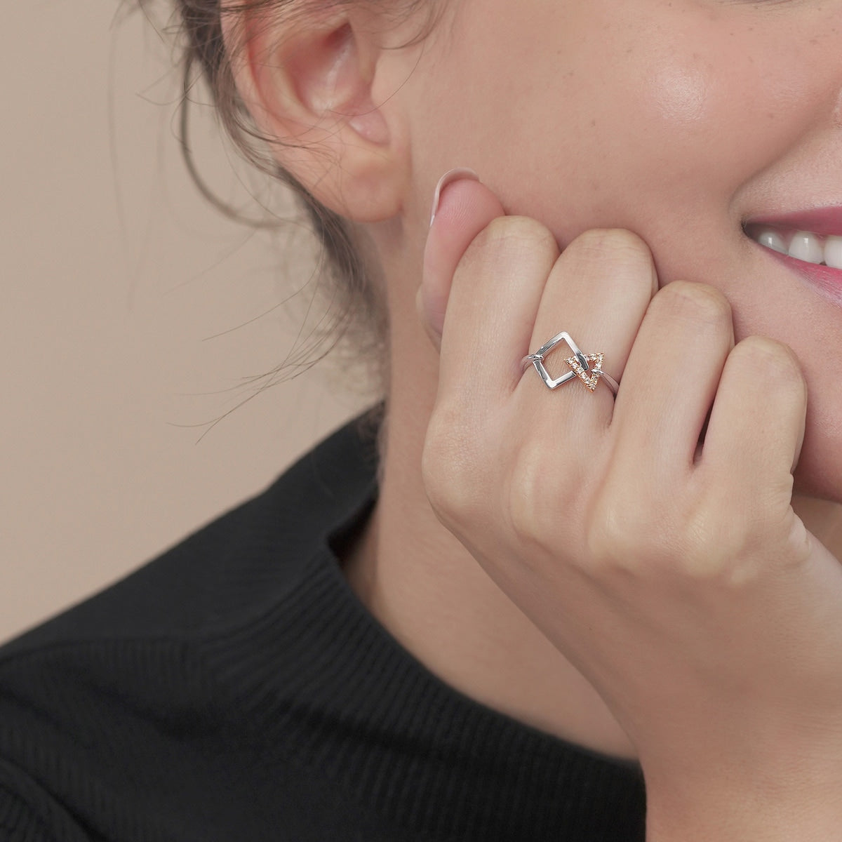 Form' 18K White & Red Gold Brown Diamond Ring