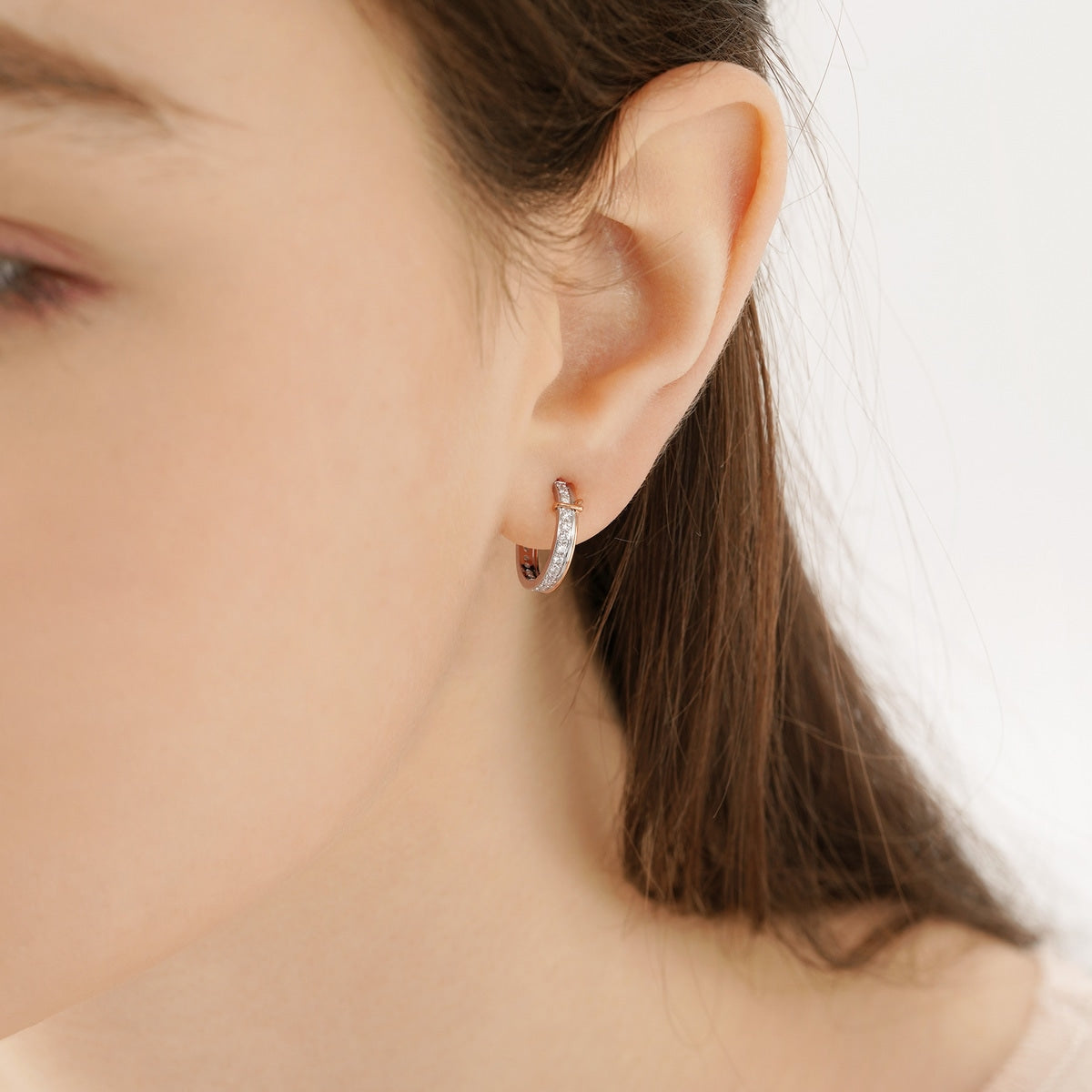 Love Knot' 18K White & Red Gold Diamond Earrings