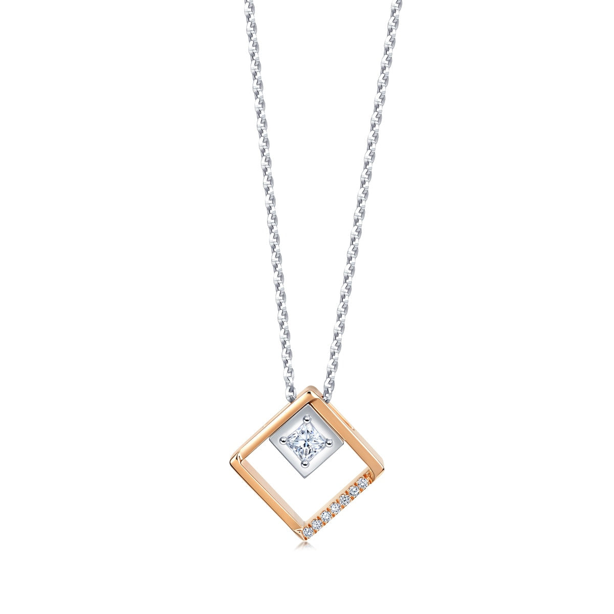 Collar Play' 18K White & Red Gold Diamond Necklace