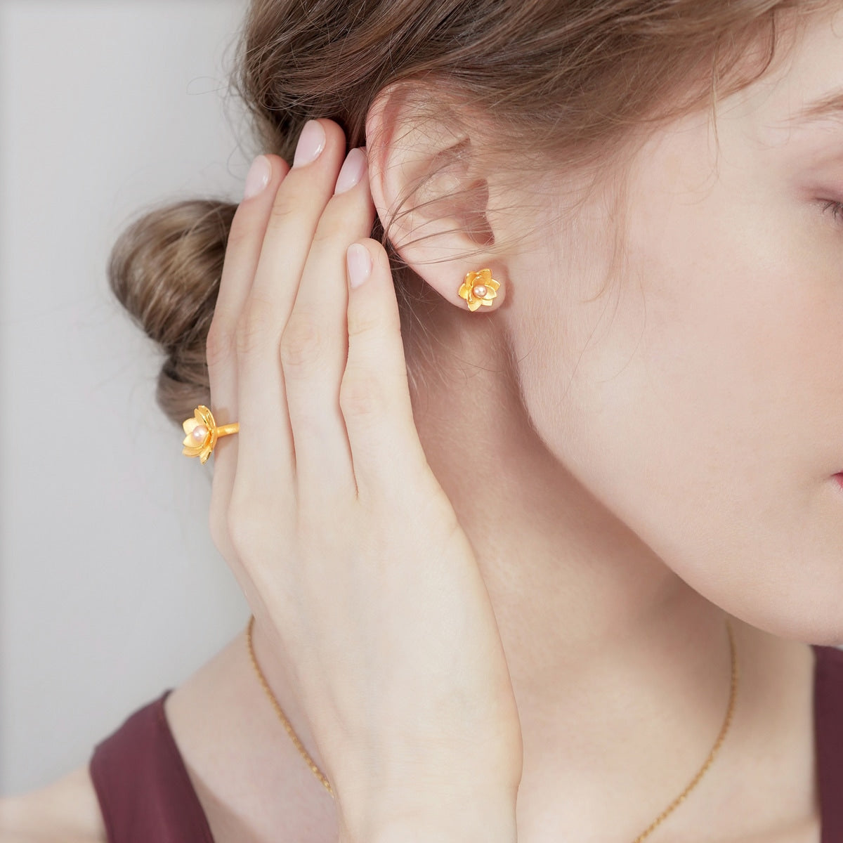 Floral' 999.9 Gold Earrings