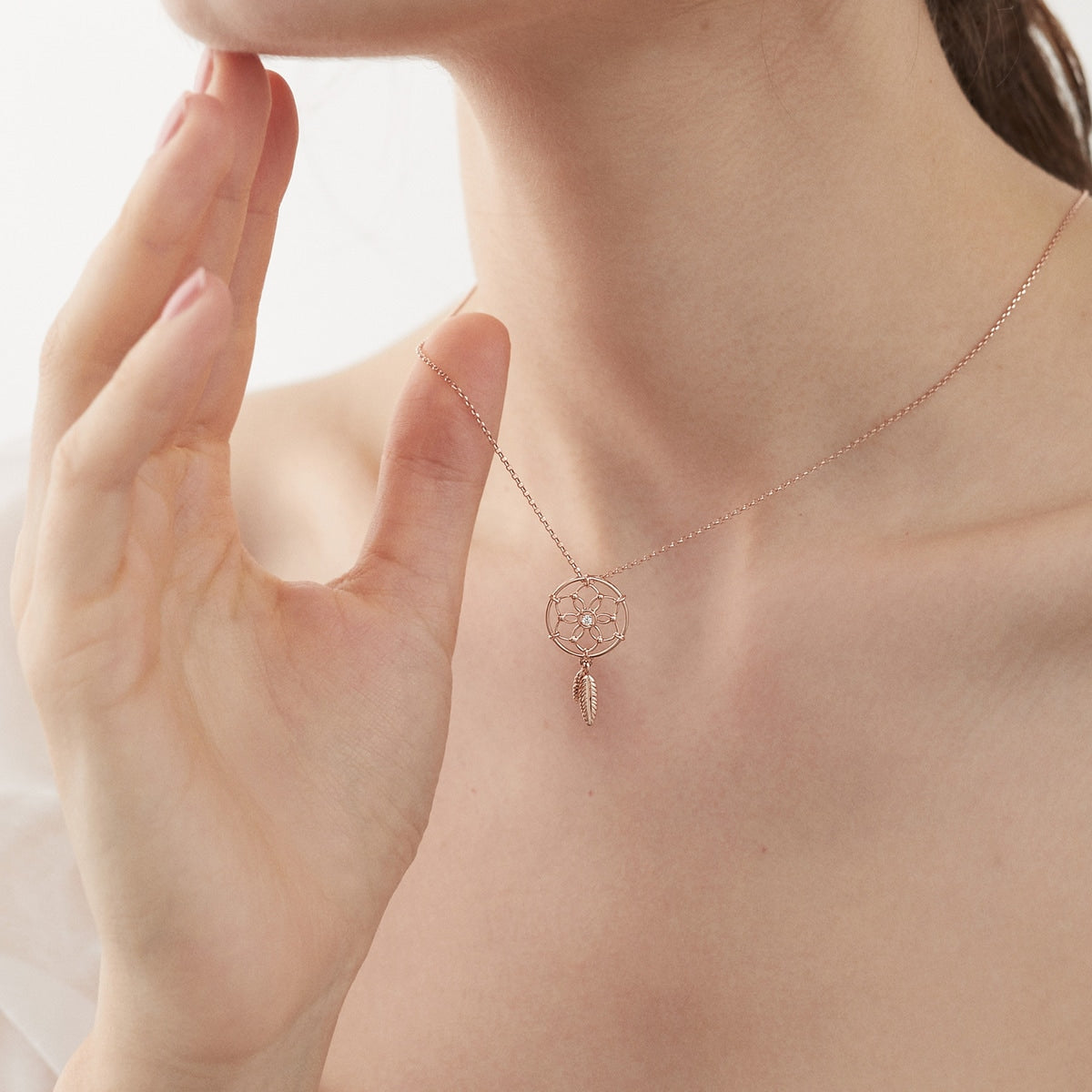 18K Rose Gold Diamond Necklace