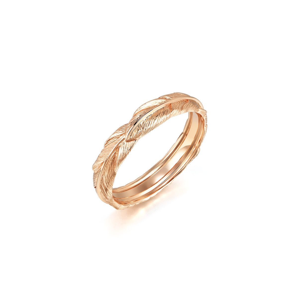18K Rose Gold Feather Ring