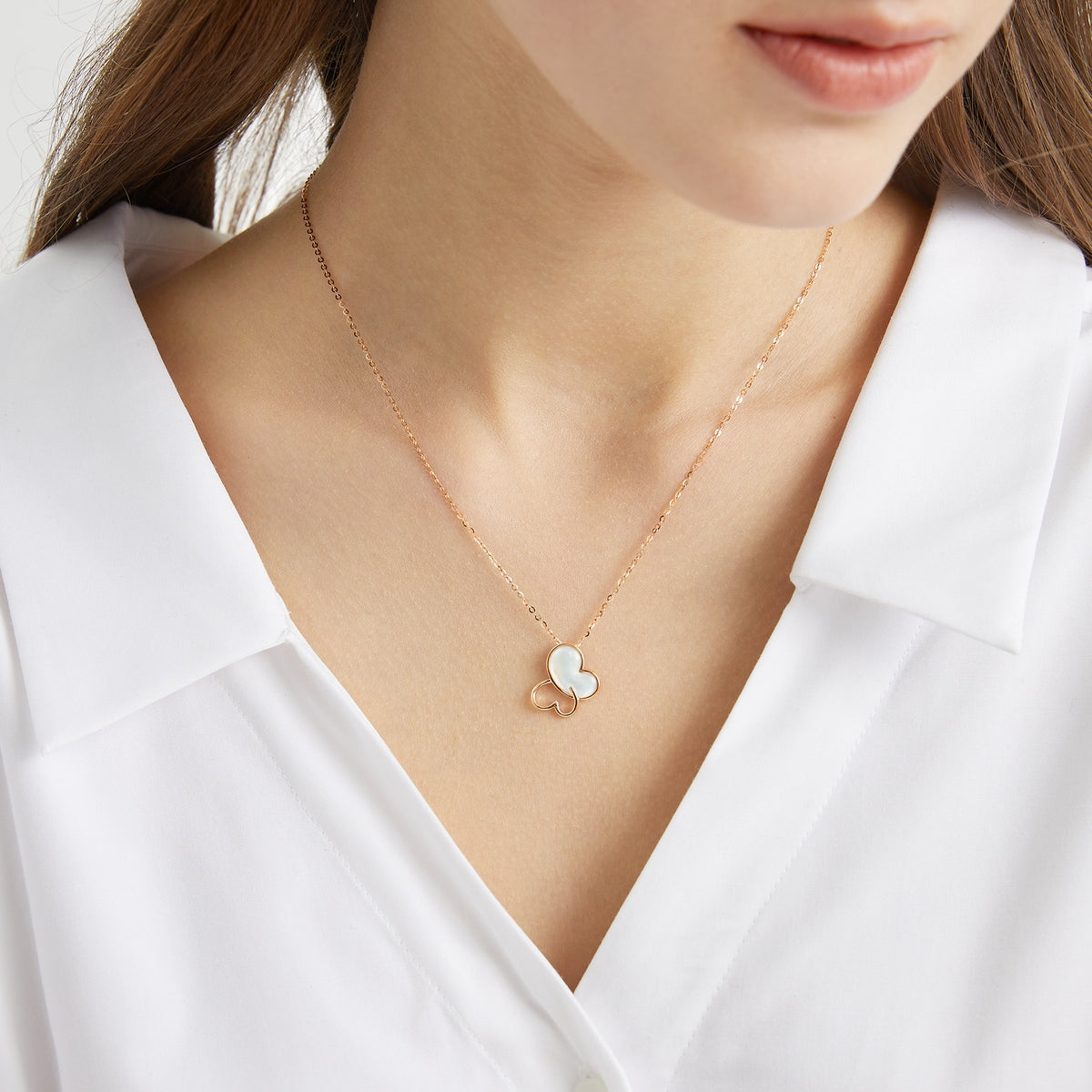 Nature' 18K Rose Gold Butterfly Necklace