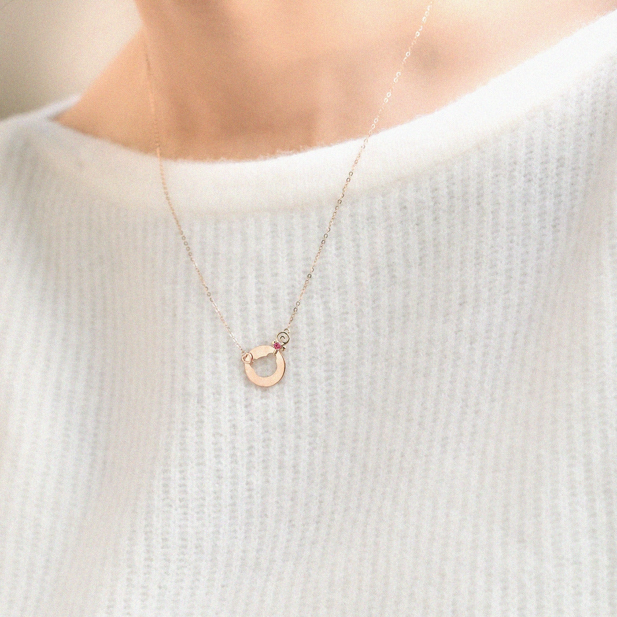 18K Yellow & Red Gold Ruby Necklace