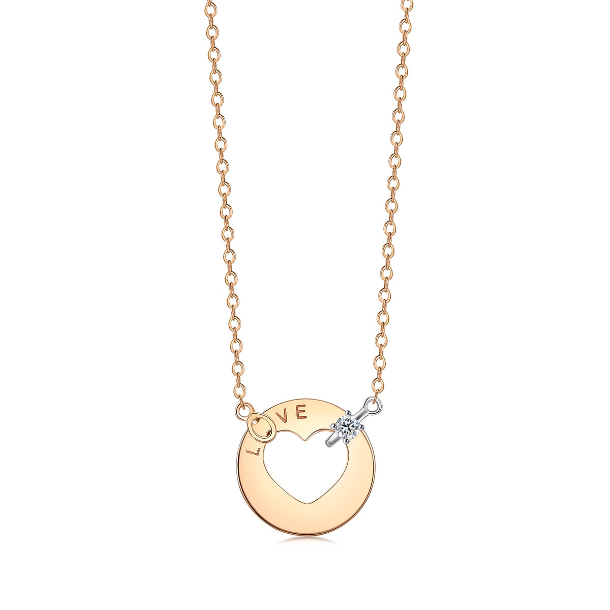 18K White & Red Gold Diamond Necklace