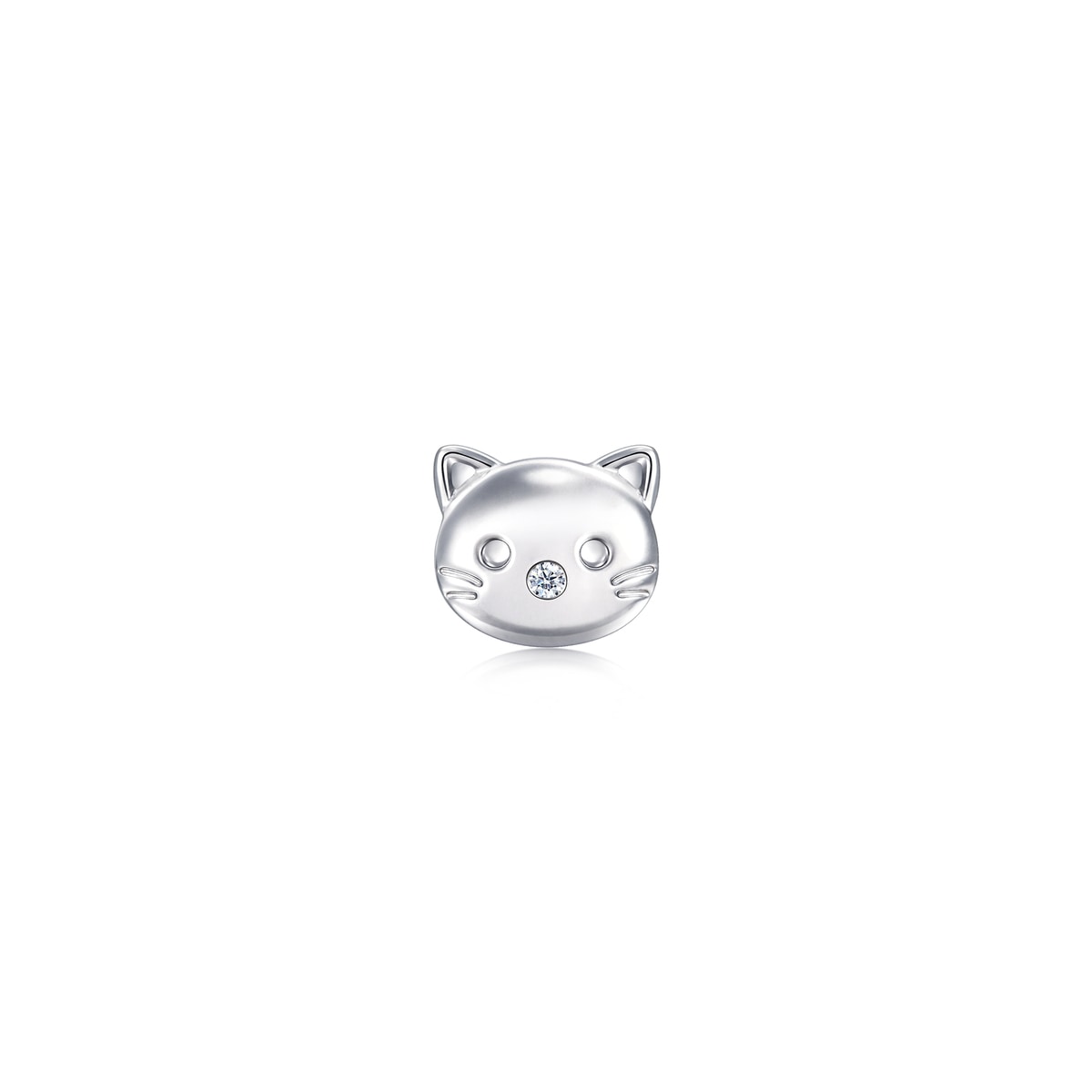 Ear Play' 950 Platinum Diamond Cat Single Earring
