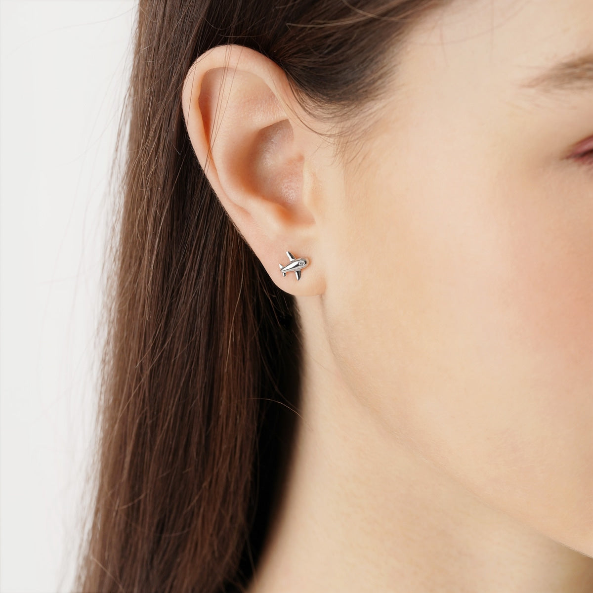 Ear Play' 950 Platinum Diamond Aeroplane Single Earring
