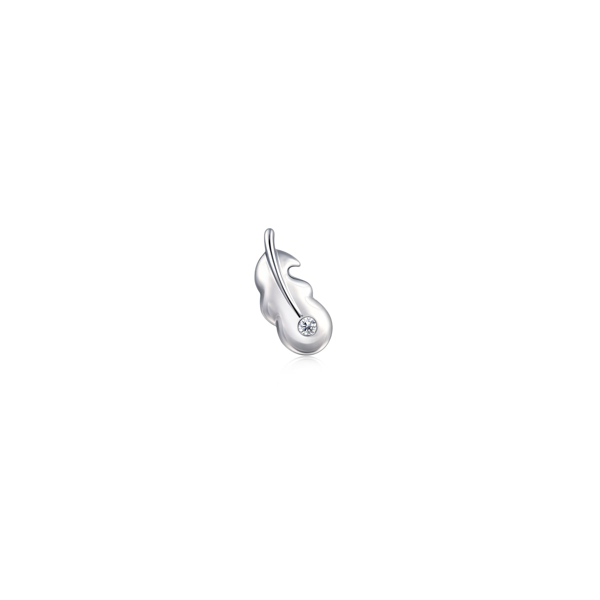 Ear Play' 950 Platinum Diamond Feather Single Earring