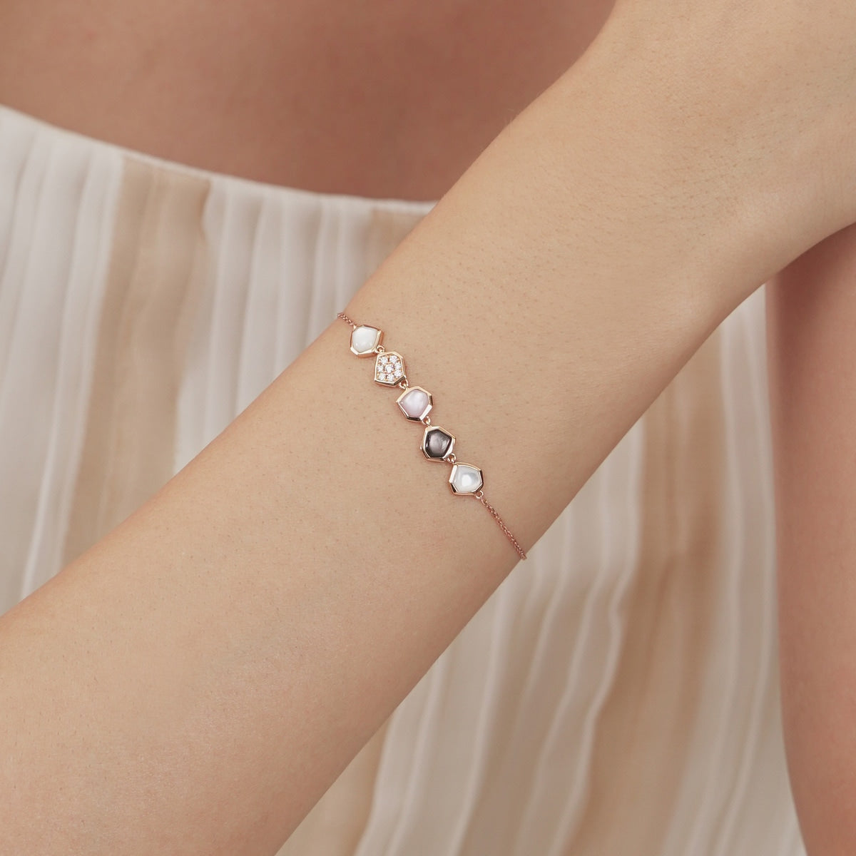 Harmony' 18K Rose Gold Mother of Pearl Bracelet