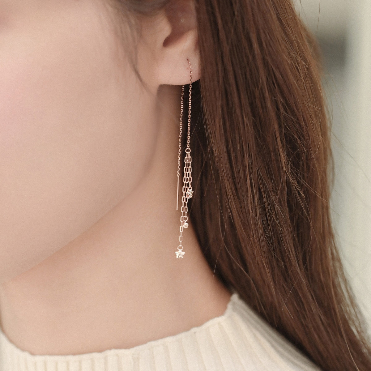 18K Rose Gold Single Earring