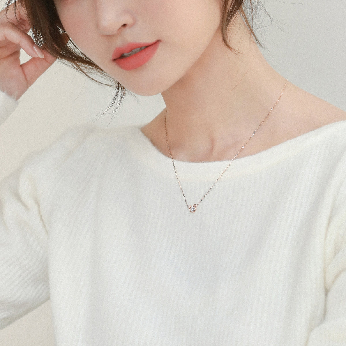 18K Rose Gold Diamond Necklace